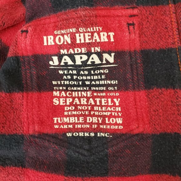 ❗🅂🄾🄻🄳❗Iron Heart IHSH-232 Ultra Heavy Flannel West Shirt Size L - Picture 7 of 11